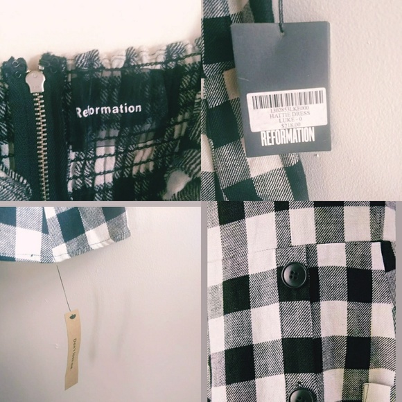 NWT Reformation Hattie Dress Luke Black White 0 - Picture 2 of 4